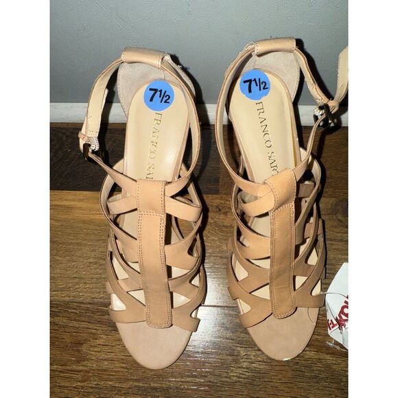 NWT Franco Sarto Kelli Tan Strappy Heels Size 7.5 - Picture 8 of 16